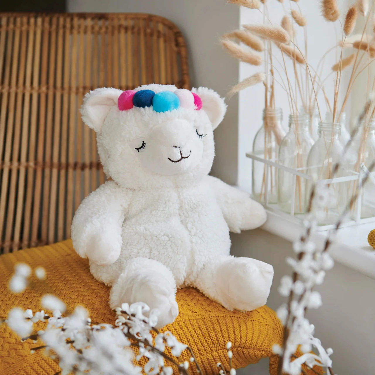 Warmies Cream Llama Cozy Plush Microwavable Toy 2 Warmies Cream Llama Cozy Plush Microwavable Toy - Image 2